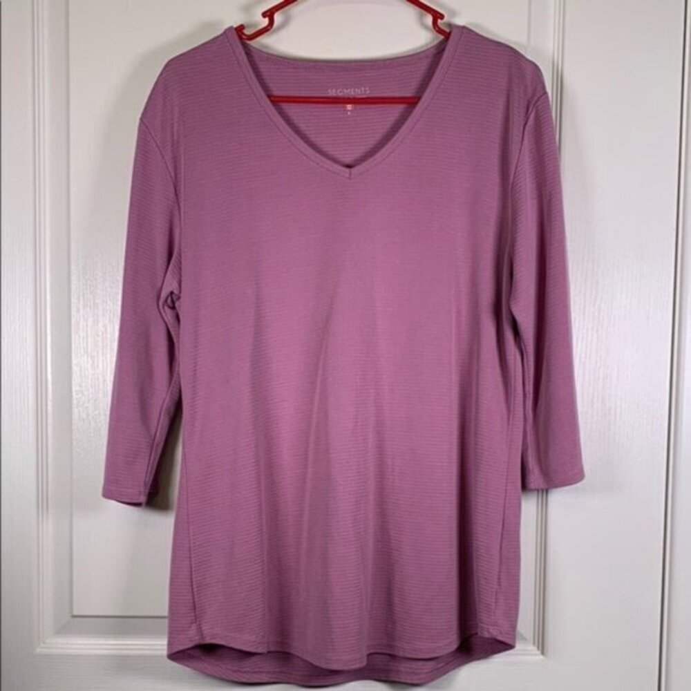 Segments Light Purple Tencel Blend Canada V-Neck 3/4 Sleeves Blouse Size Large